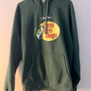 Bass pro shops - hoodie - med - olive green - pullover - EUC